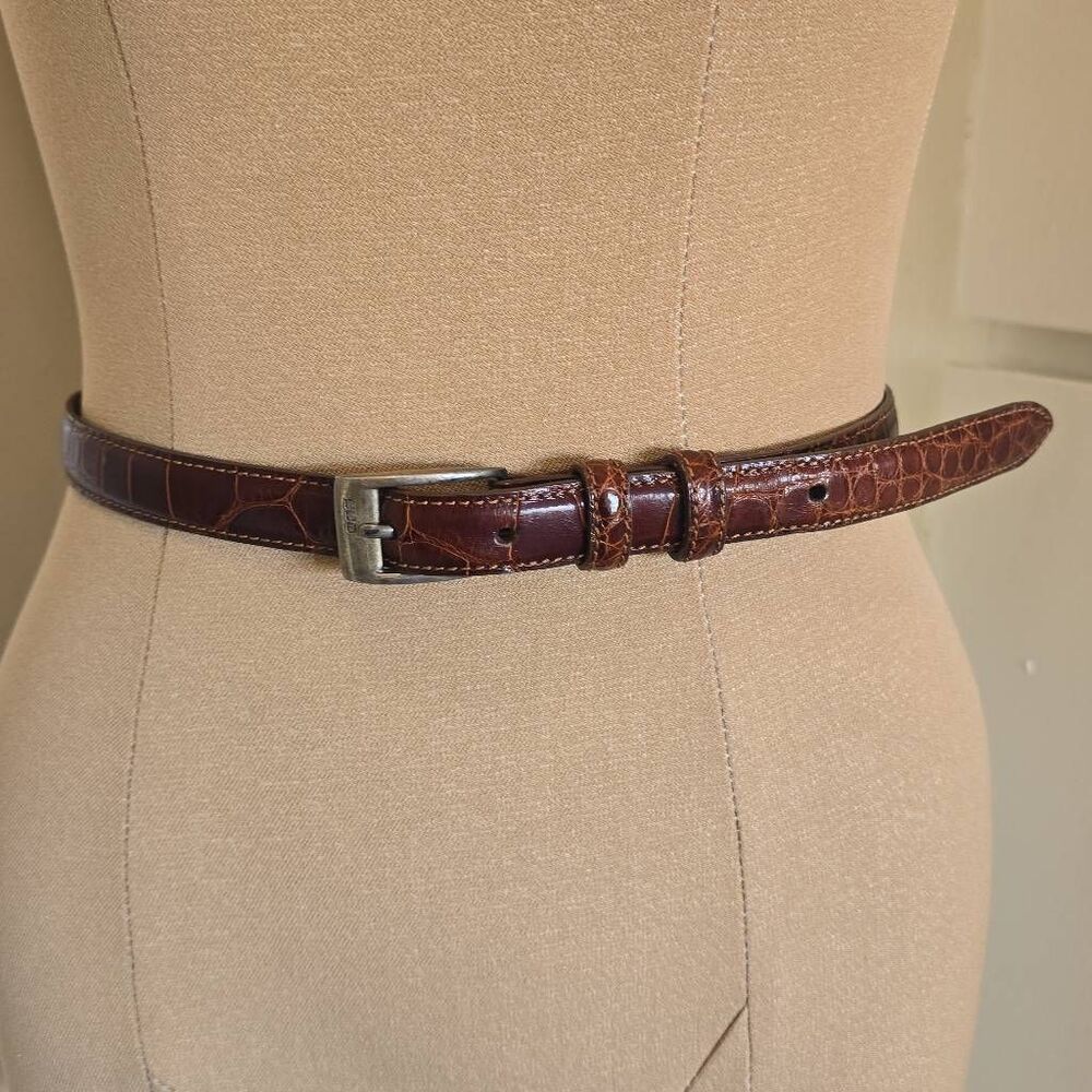 Ralph Lauren Vintage Brown American Alligator Belt with Silver Buckle, 26
